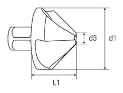 Зенковка LENZ Ø25 мм 90° Weldon 19, сталь HSS-XE LZSK-025